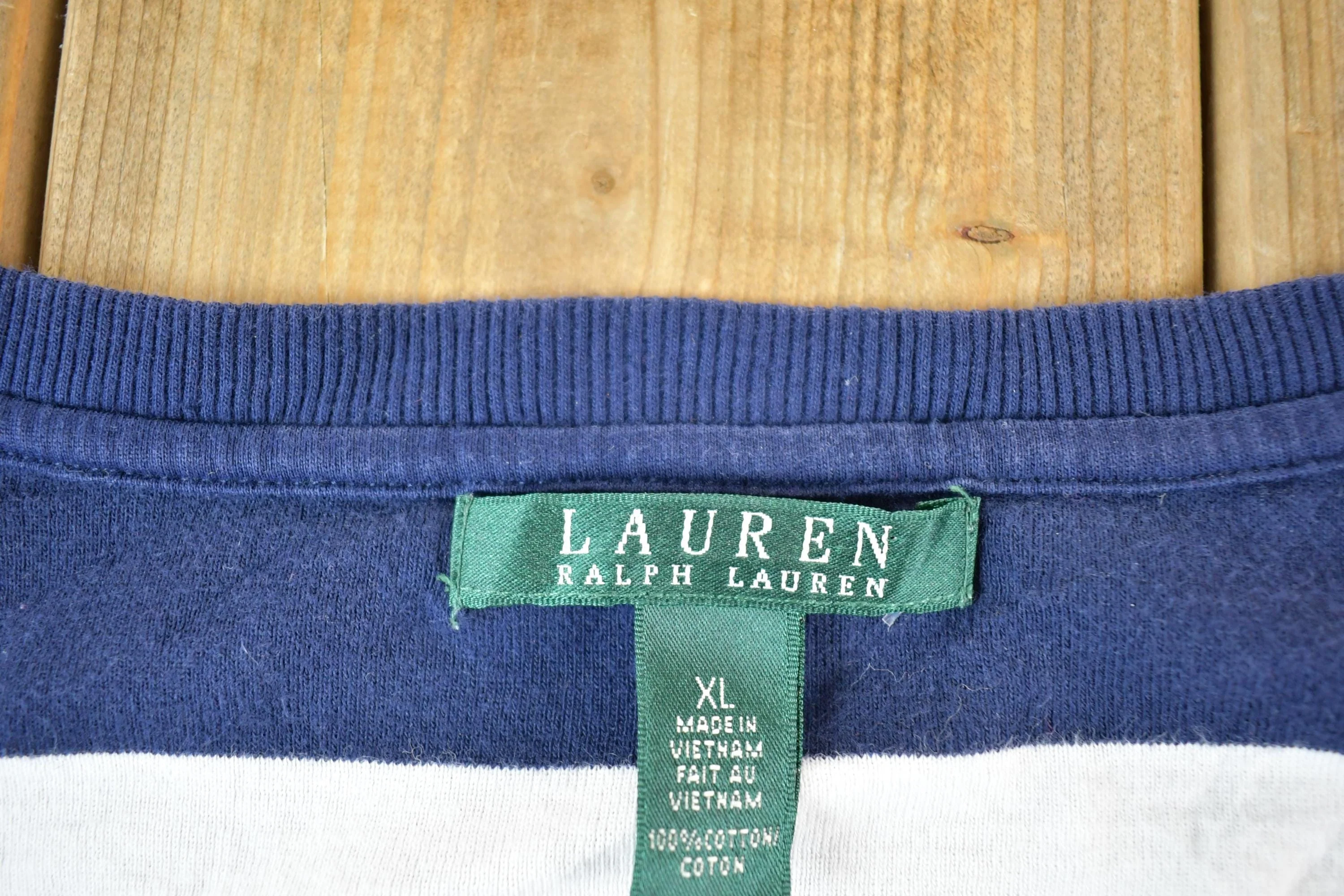 Vintage 1990s Lauren Ralph Lauren Striped Boating T-Shirt Women's XL - Image 4