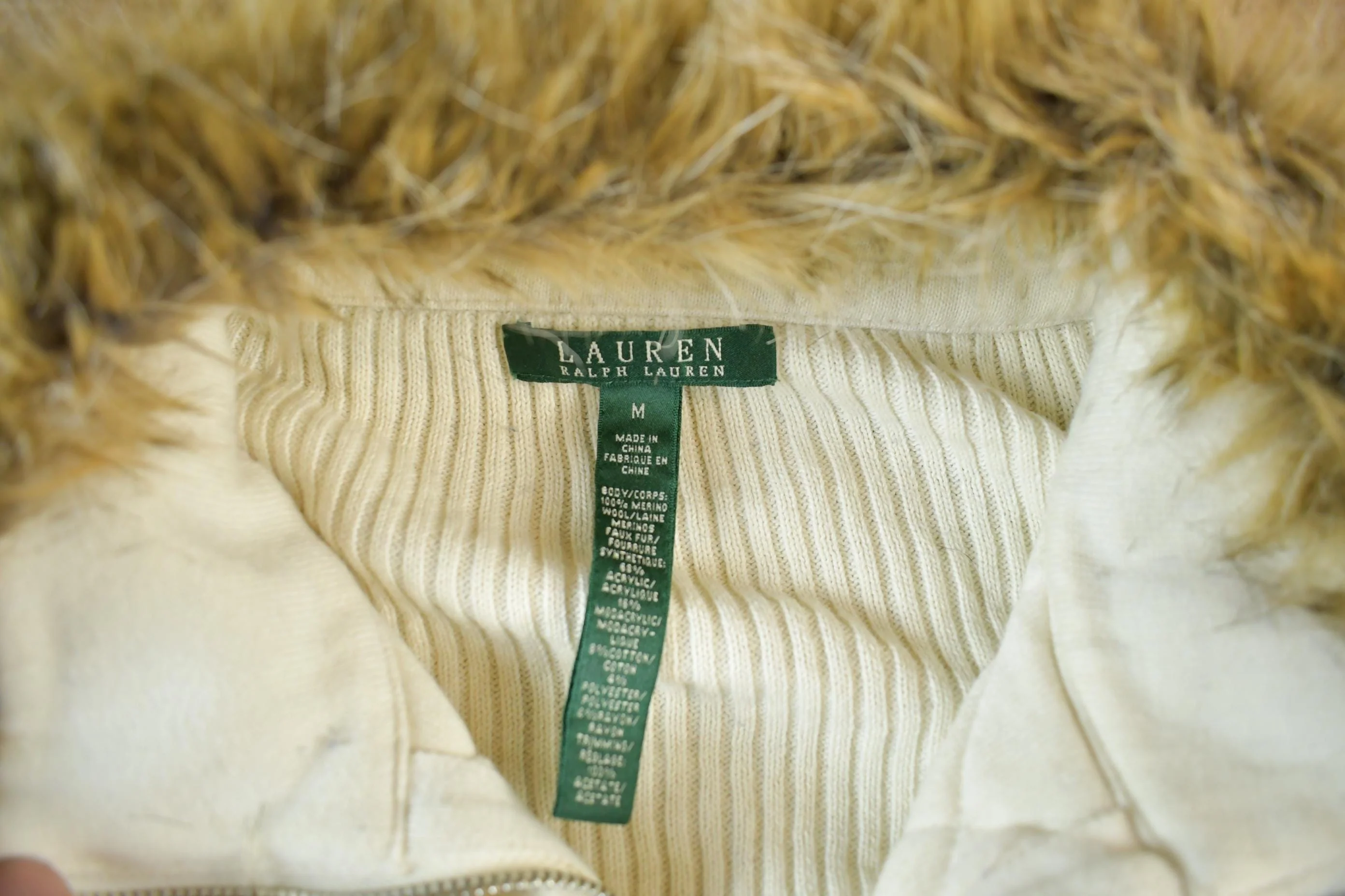 Vintage 1990s Lauren Ralph Lauren Wool Knit Full Zip Sweater Jacket Women's Medium - Image 6