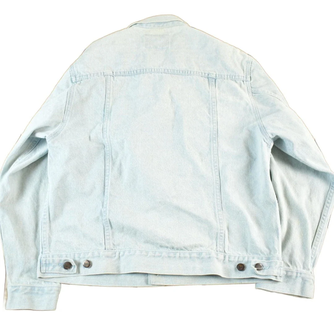 Vintage 1990s Learsi Bleach Acid Wash Denim Jean Trucker Jacket Women's Large - Image 2