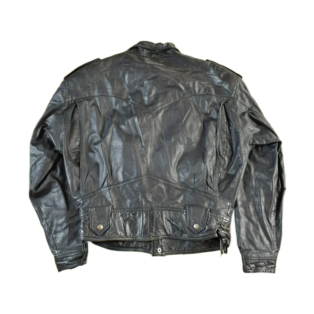Vintage 1990s Leather Biker Jacket Adult Medium Men's Medium - Image 2