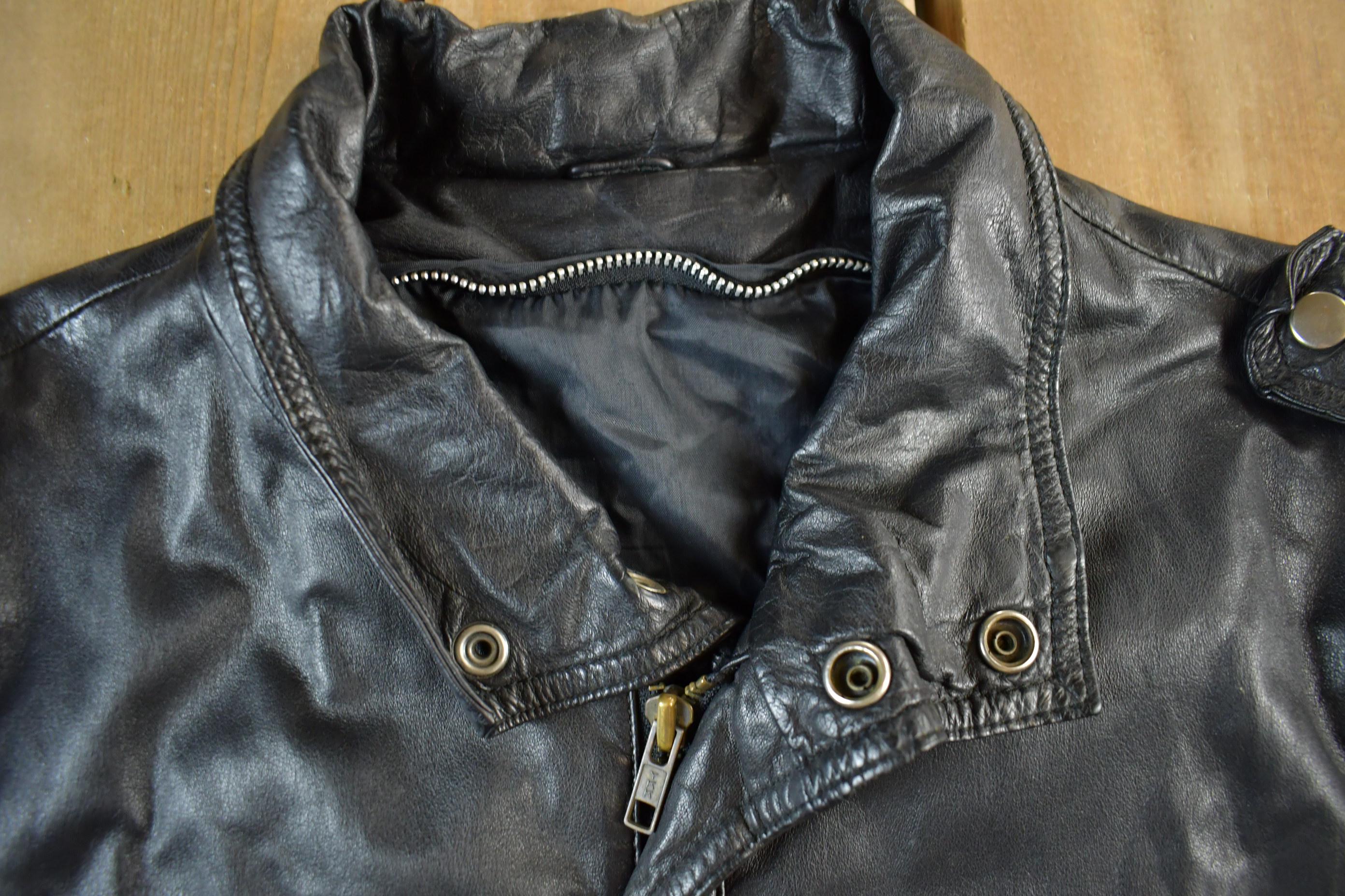 Vintage 1990s Leather Biker Jacket Adult Medium Men's Medium - Image 4