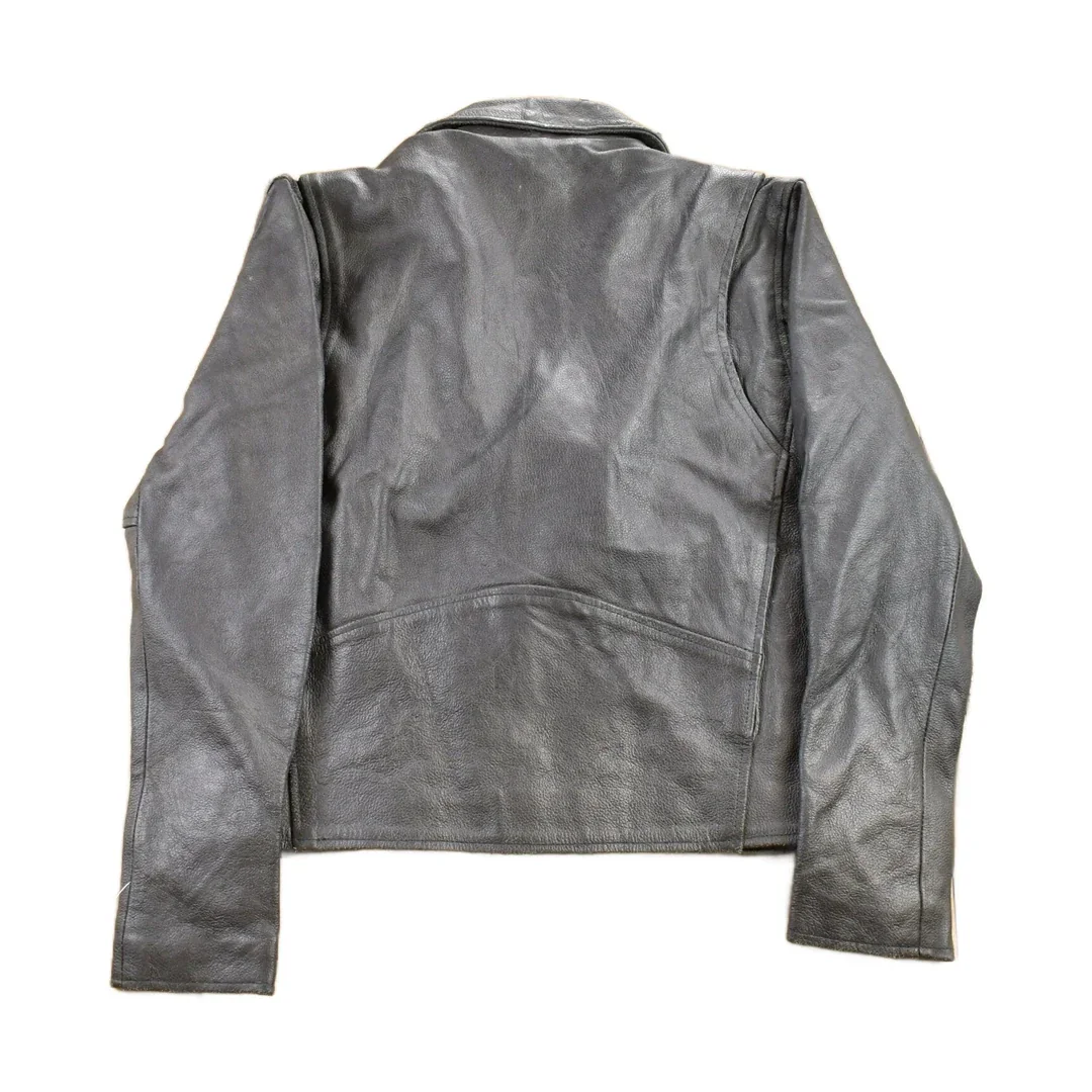 Vintage 1990s Leather Biker Jacket Men's Medium - Image 2