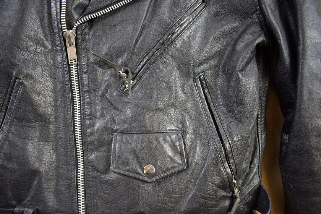 Vintage 1990s Leather Biker Jacket Men's Medium - Image 3