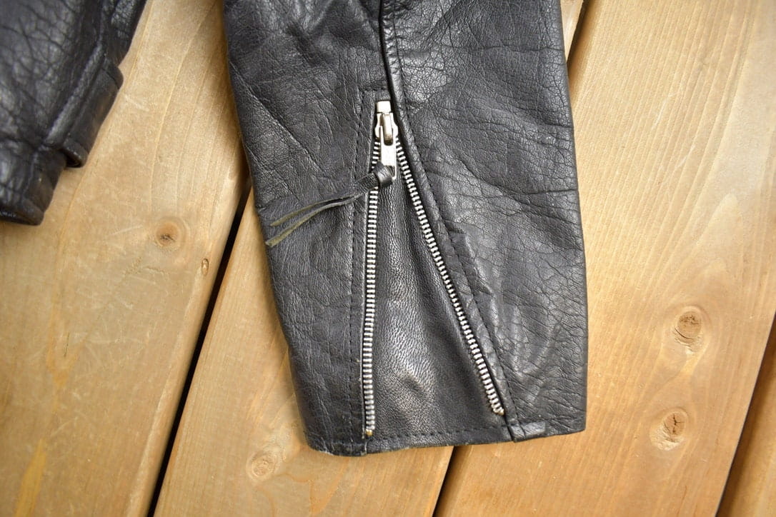 Vintage 1990s Leather Biker Jacket Men's Medium - Image 5