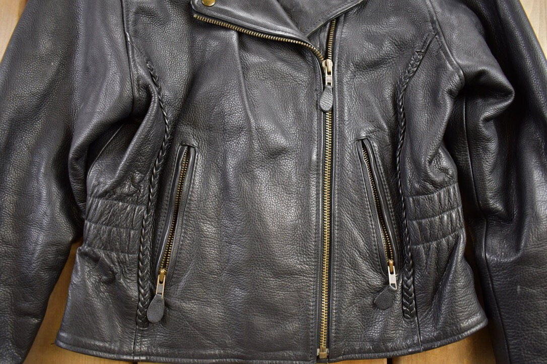 Vintage 1990s Leather Biker Jacket Men's Large - Image 3