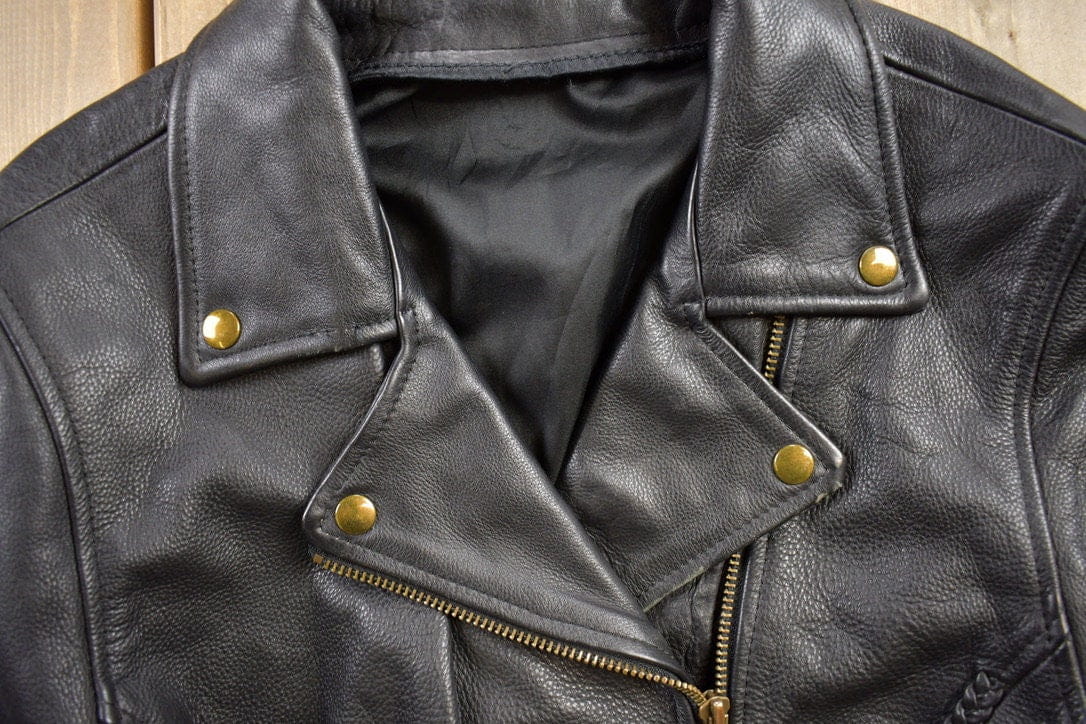 Vintage 1990s Leather Biker Jacket Men's Large - Image 5