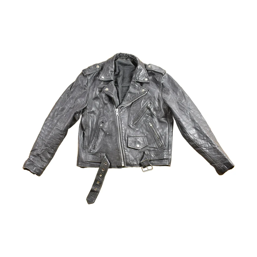 Vintage 1990s Leather Biker Jacket Men's Small