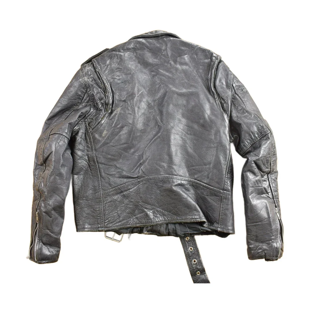 Vintage 1990s Leather Biker Jacket Men's Small - Image 2
