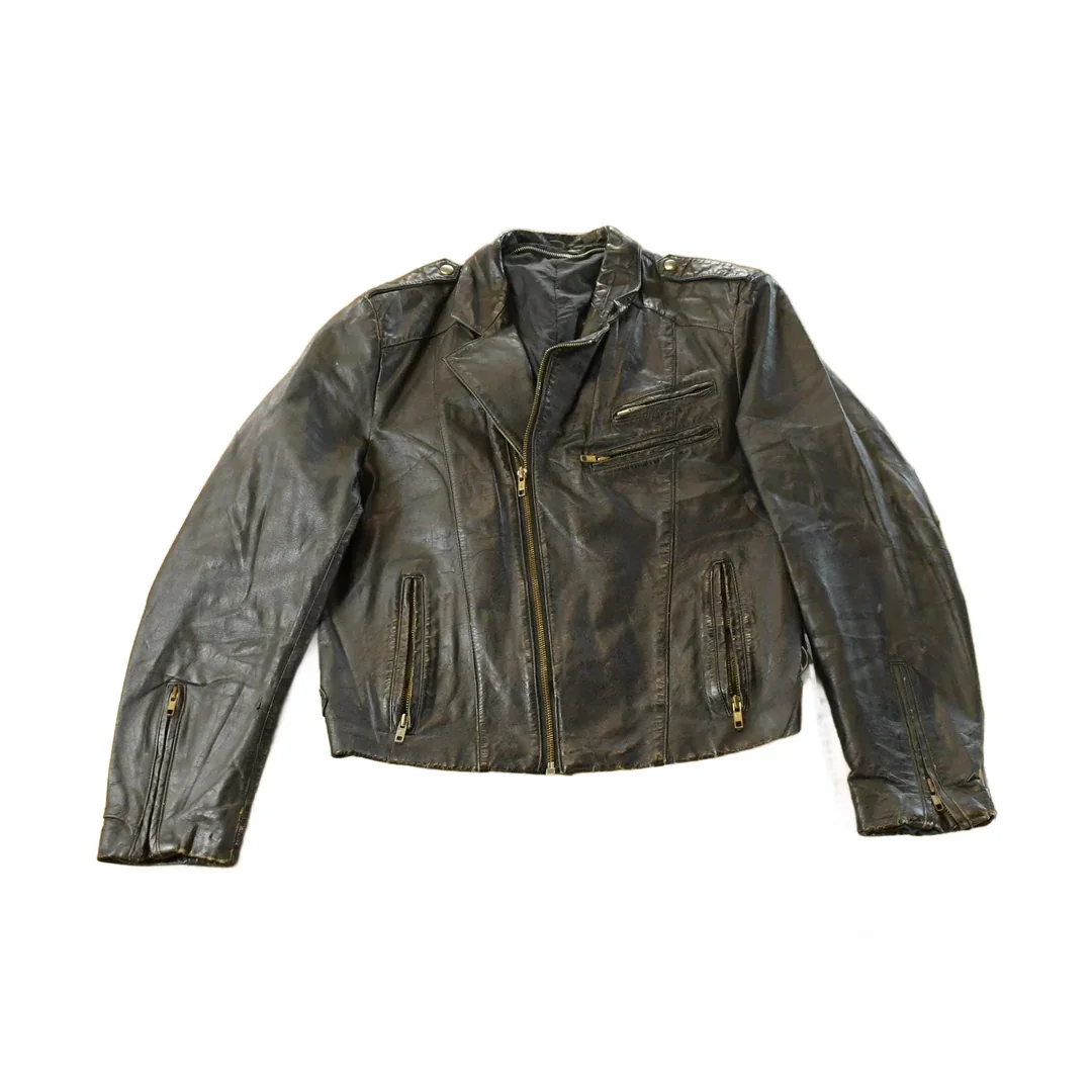 Vintage 1990s Leather Biker Jacket Women's Medium