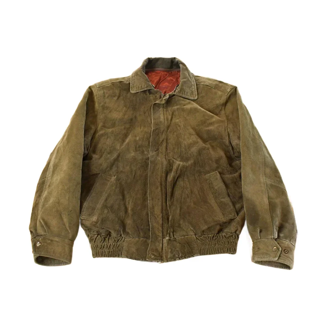 Vintage 1990s Leather Suede Bomber Jacket Men's Small