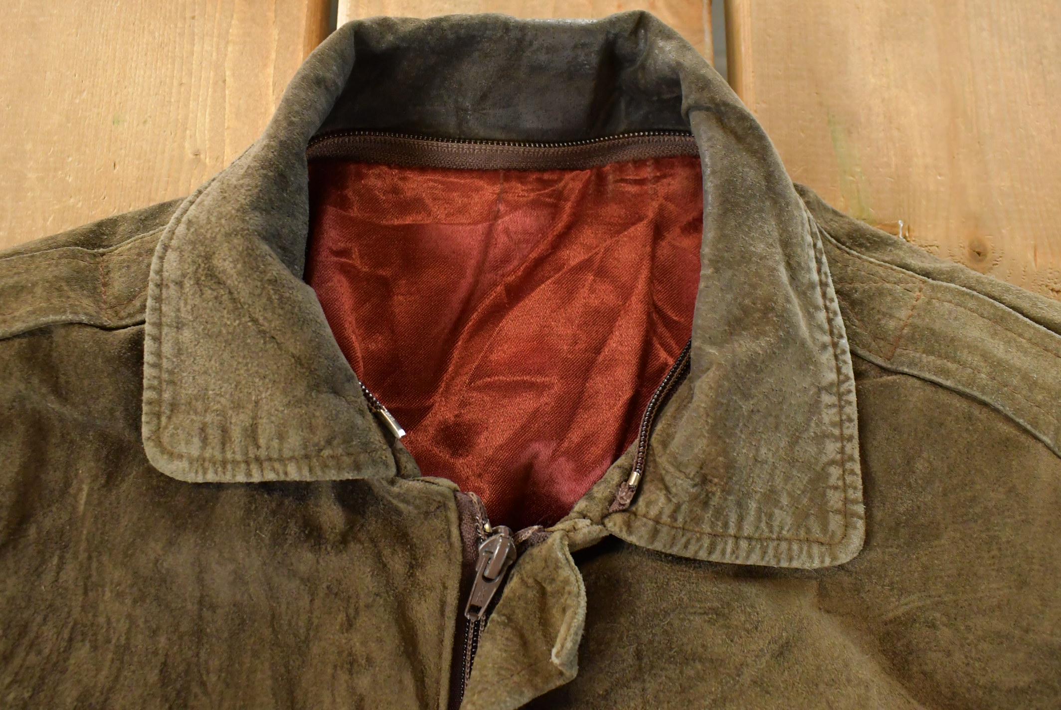 Vintage 1990s Leather Suede Bomber Jacket Men's Small - Image 4