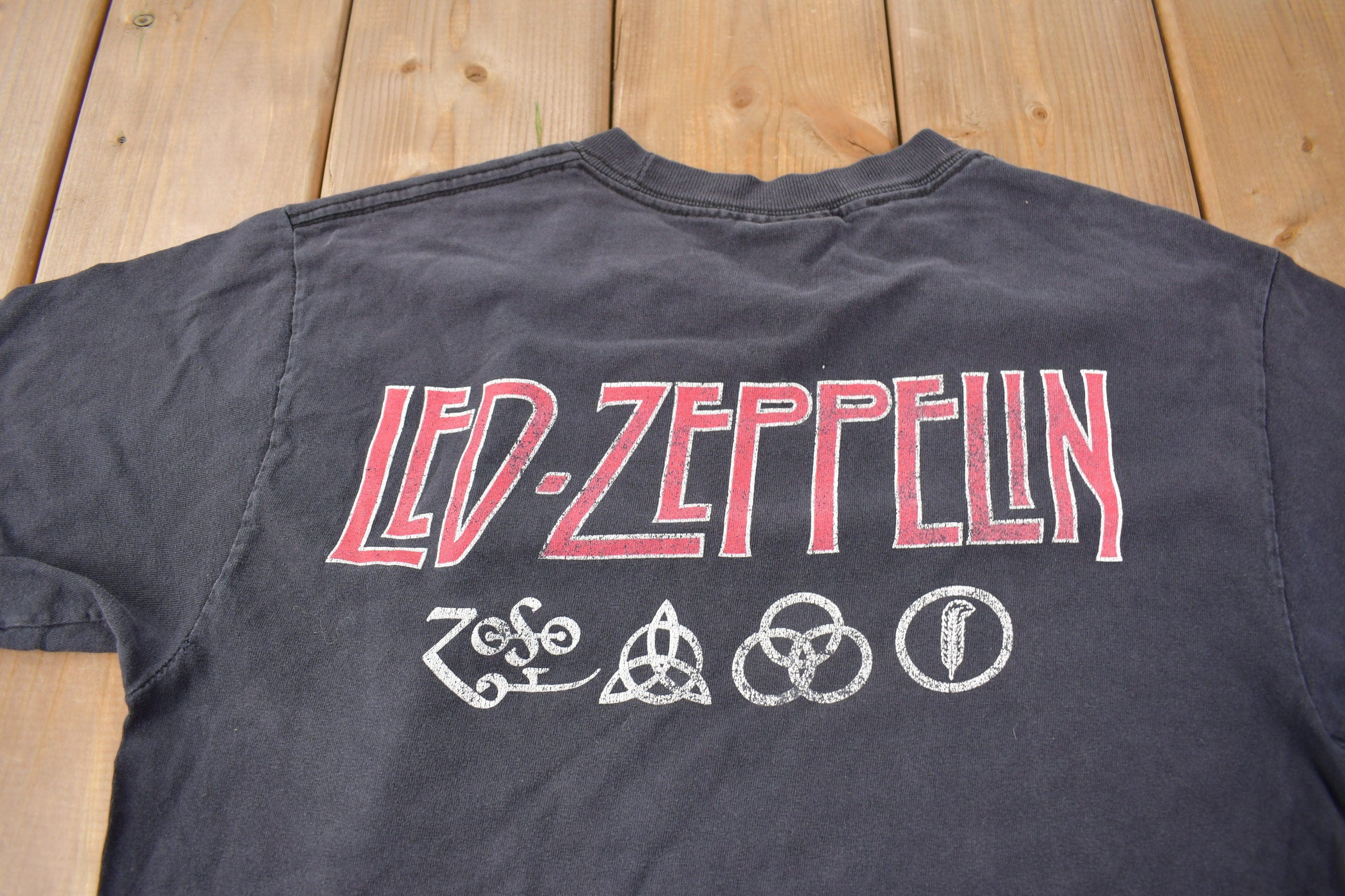 Vintage 1990s Led Zeppelin Zoso Graphic Artimonde Band Tee Made in USA Size M - Image 6
