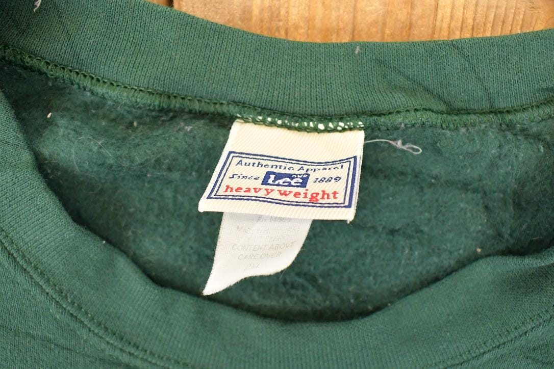 Vintage 1990s Lee Heavyweight Blank Crewneck Sweatshirt Men's XL - Image 3