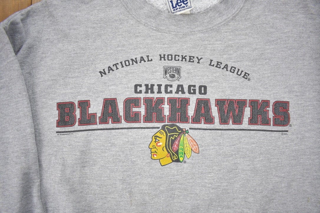 Vintage 1990s Lee Sport Chicago Blackhawks NHL Crewneck Sweatshirt Men's Large - Image 3