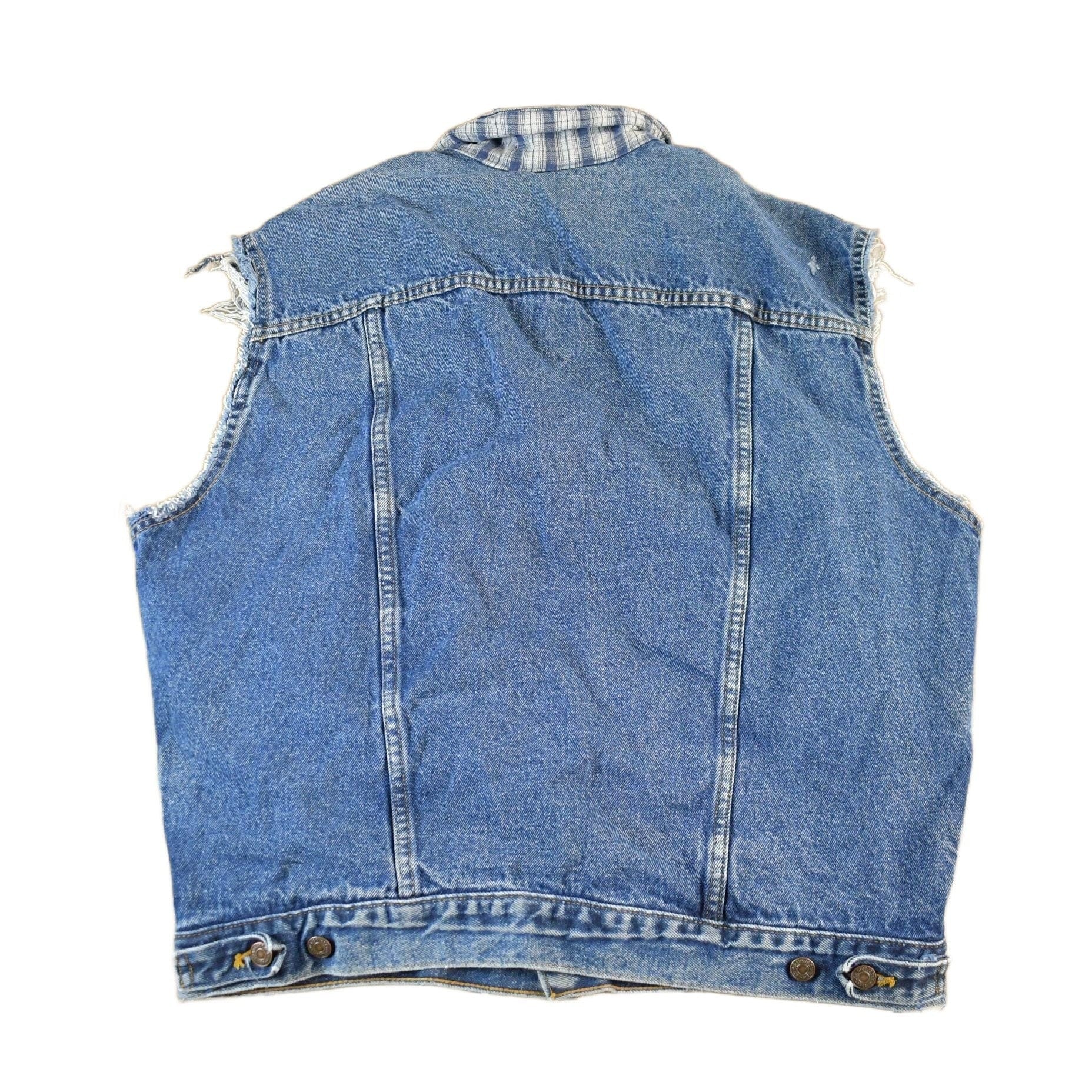 Vintage 1990s Levi's Denim Blanket Lined Vest Jacket Mens Medium - Image 2