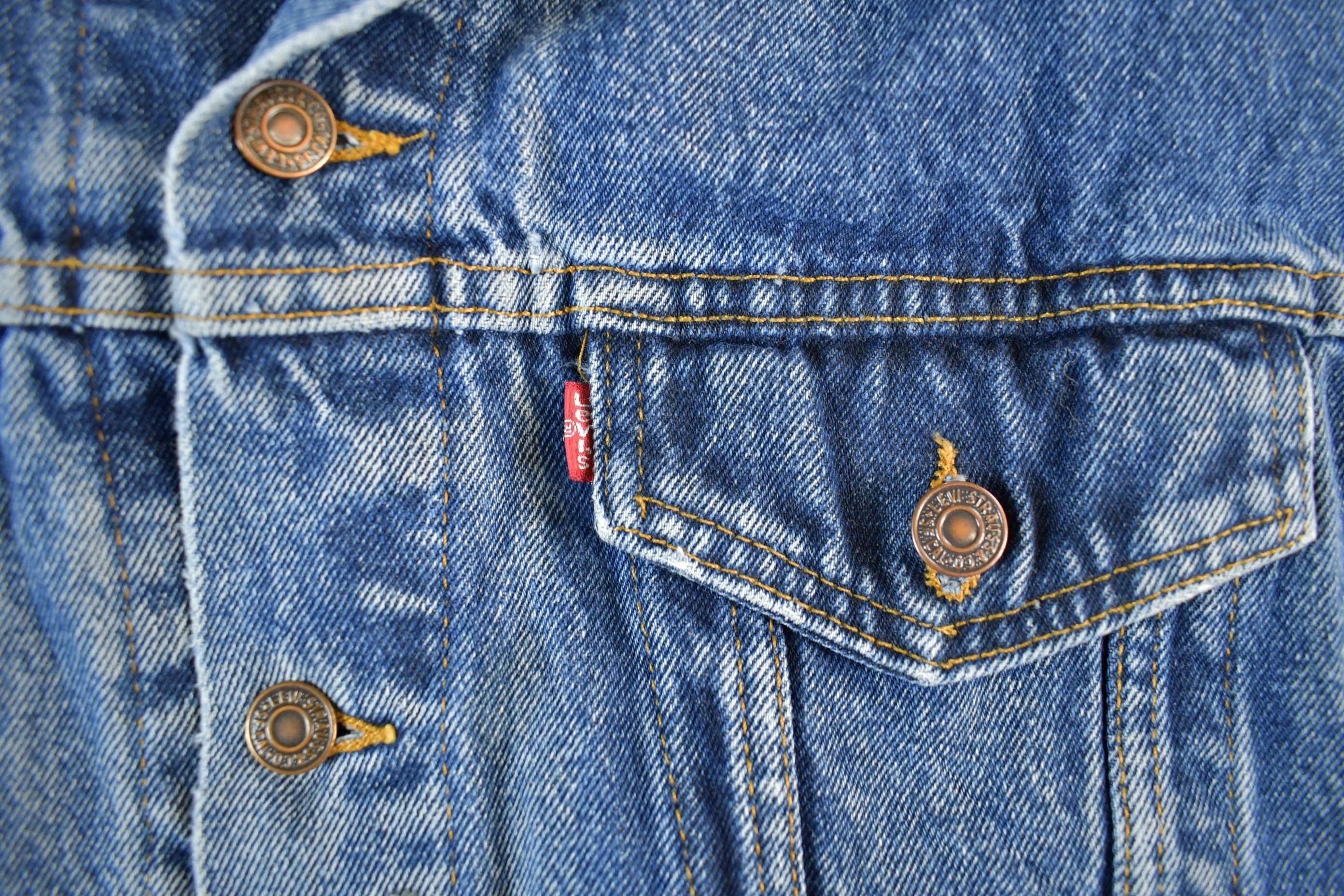 Vintage 1990s Levi's Denim Blanket Lined Vest Jacket Mens Medium - Image 3