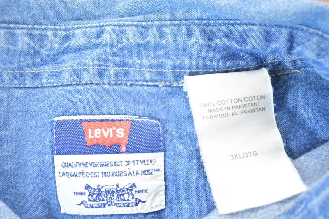 Vintage 1990s Levis Denim Button Up Shirt Mens XXXL - Image 3