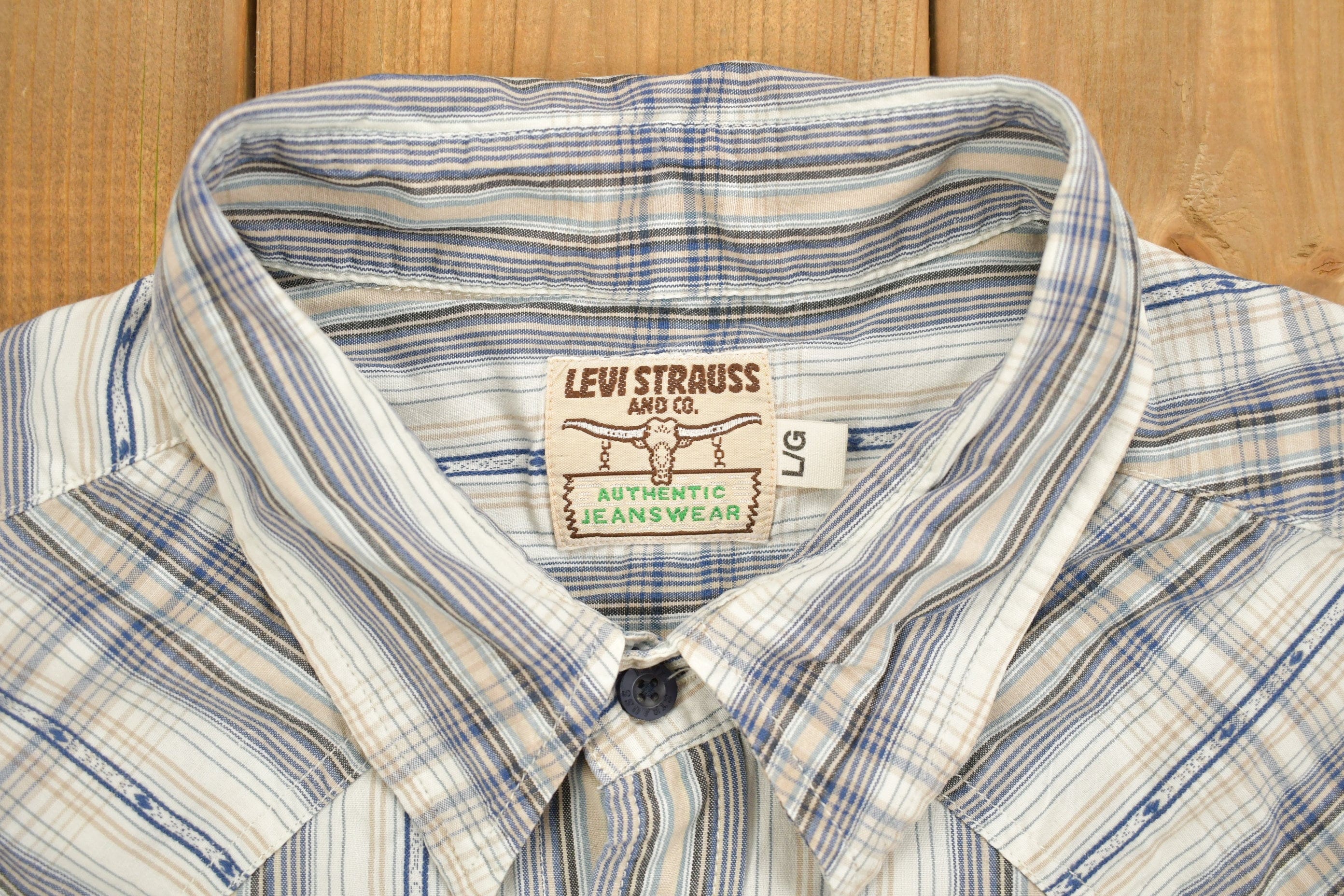 Vintage 1990s Levi's Strauss Western Flannel Button Up Shirt Men's Medium - Image 6