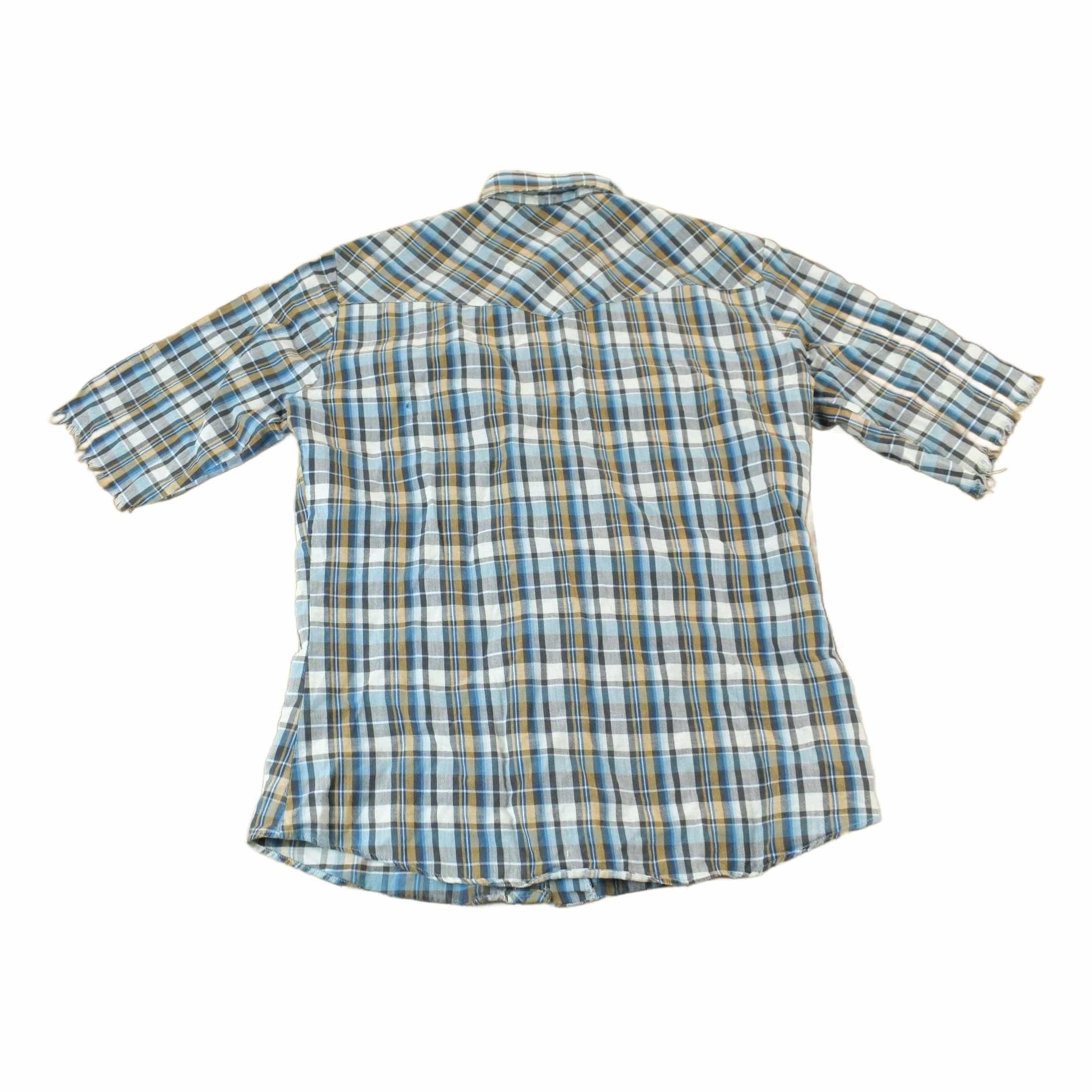 Vintage 1990s Levi's Western Wear Pearl Snap Plaid Button Up Shirt Men's Medium - Image 2