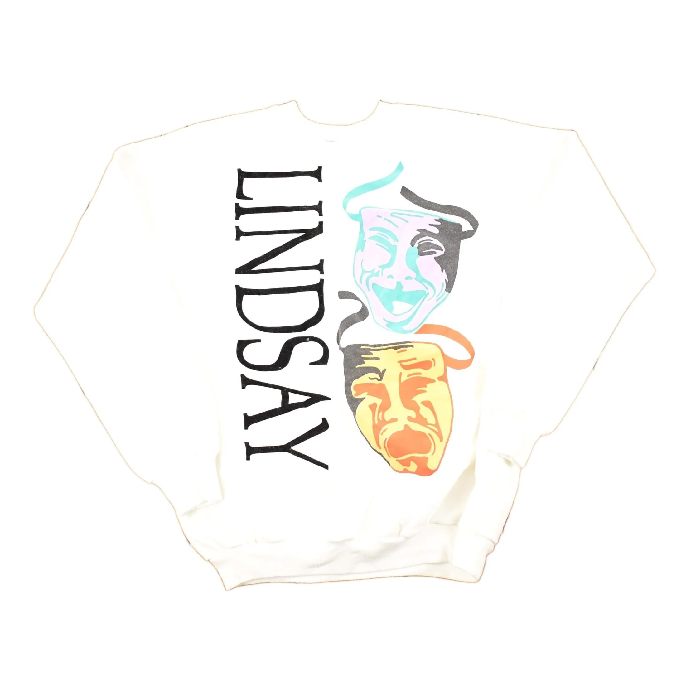 Vintage 1990s Lindsay Laugh Now Cry Later Graphic Print Crewneck Sweatshirt Men's L
