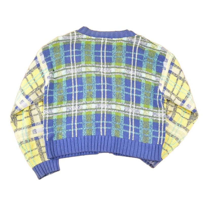 Vintage 1990s Liz Sport Abstract Plaid Knit Cardigan Sweater Women's L - Image 2