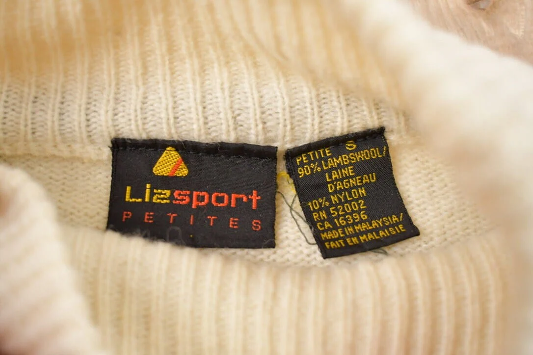 Vintage 1990s Liz Sport Knitted Lambswool Turtleneck Sweater Men's XS - Image 3