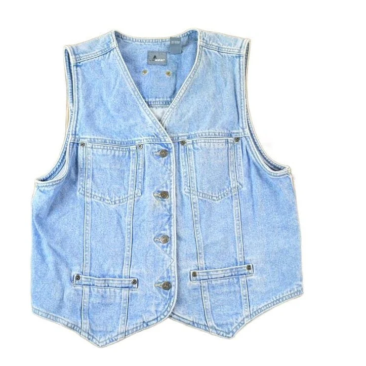 Vintage 1990s Lizwear Denim Button Up Cowgirl Vest Women's M