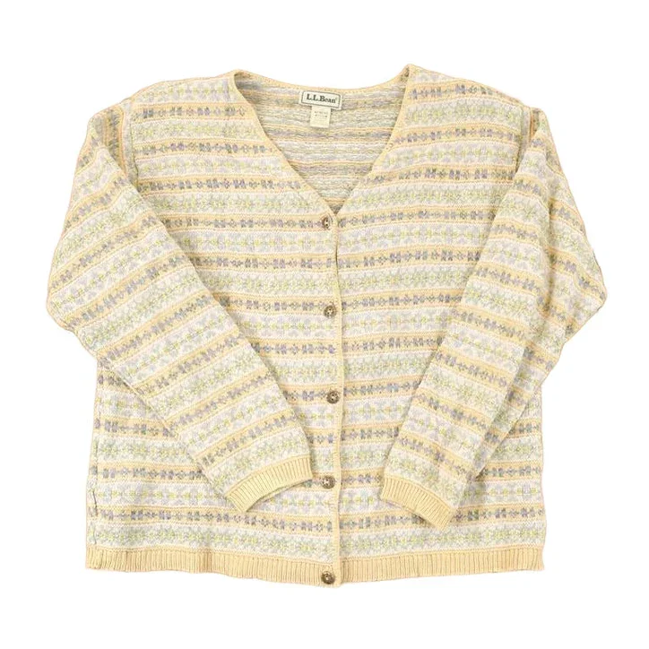 Vintage 1990s LL Bean Abstract Knit Cardigan Sweater Womens M
