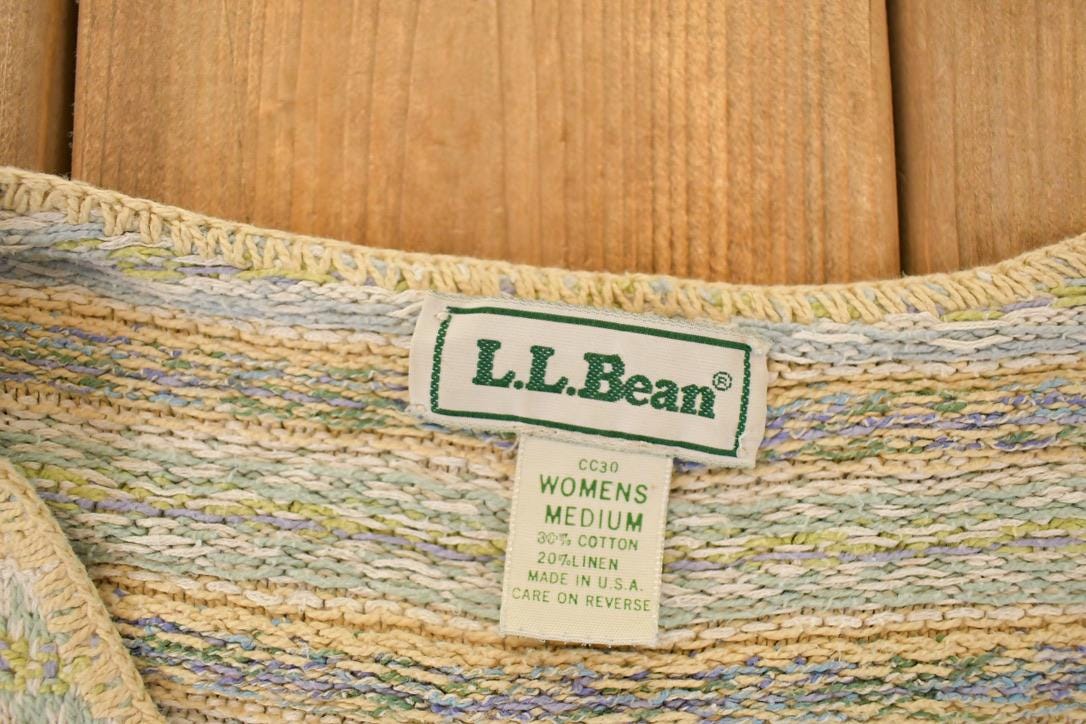Vintage 1990s LL Bean Abstract Knit Cardigan Sweater Womens M - Image 4