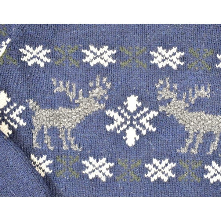 Vintage 1990s LL Bean Christmas Reindeer Wool Knit Crewneck Sweater Women's L - Image 3