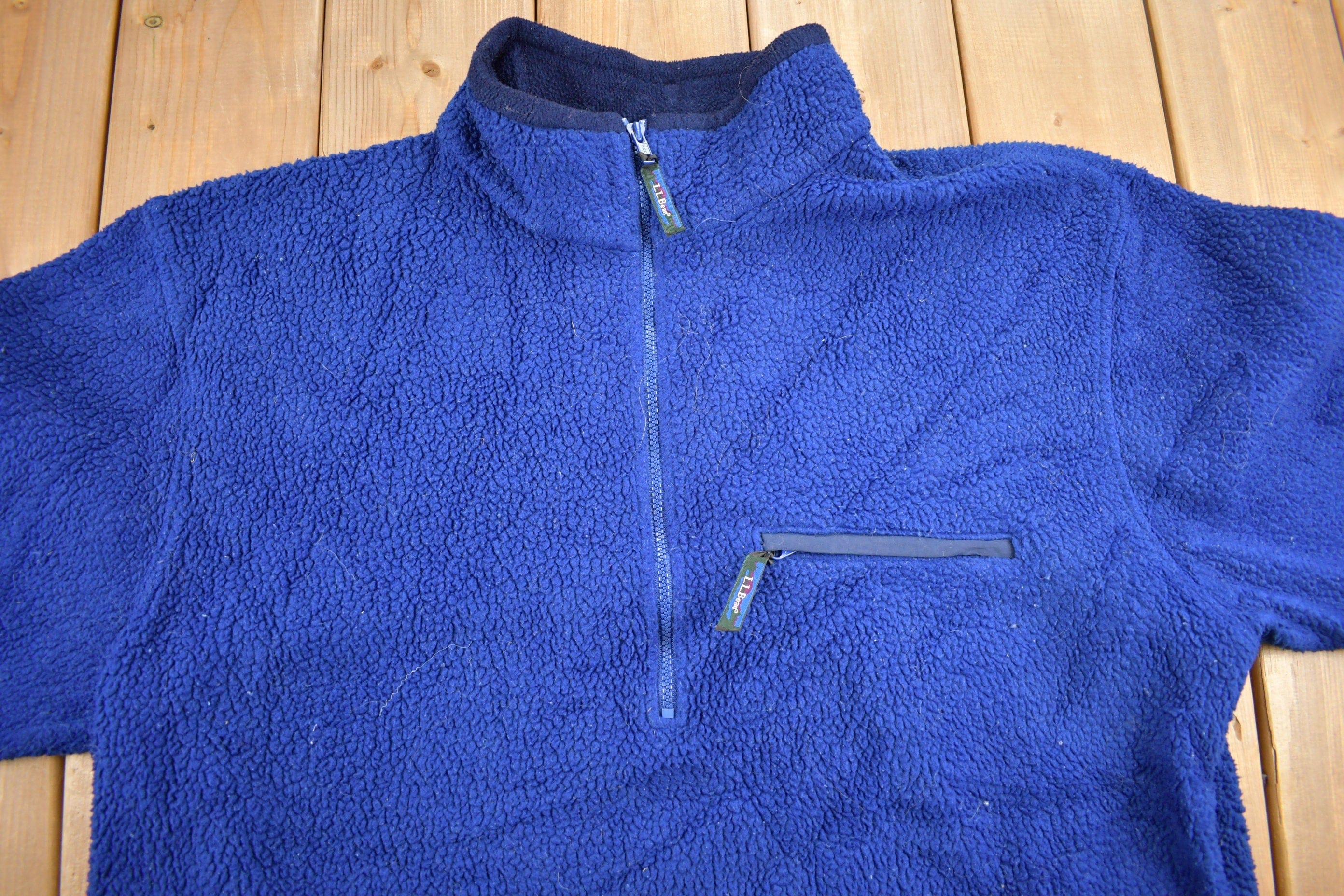 Vintage 1990s LL Bean Half Zip Fleece Sweater Men's Medium - Image 3