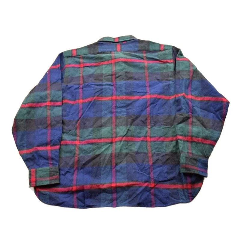 Vintage 1990s LL Bean Plaid Flannel Button Up Shirt - Image 2