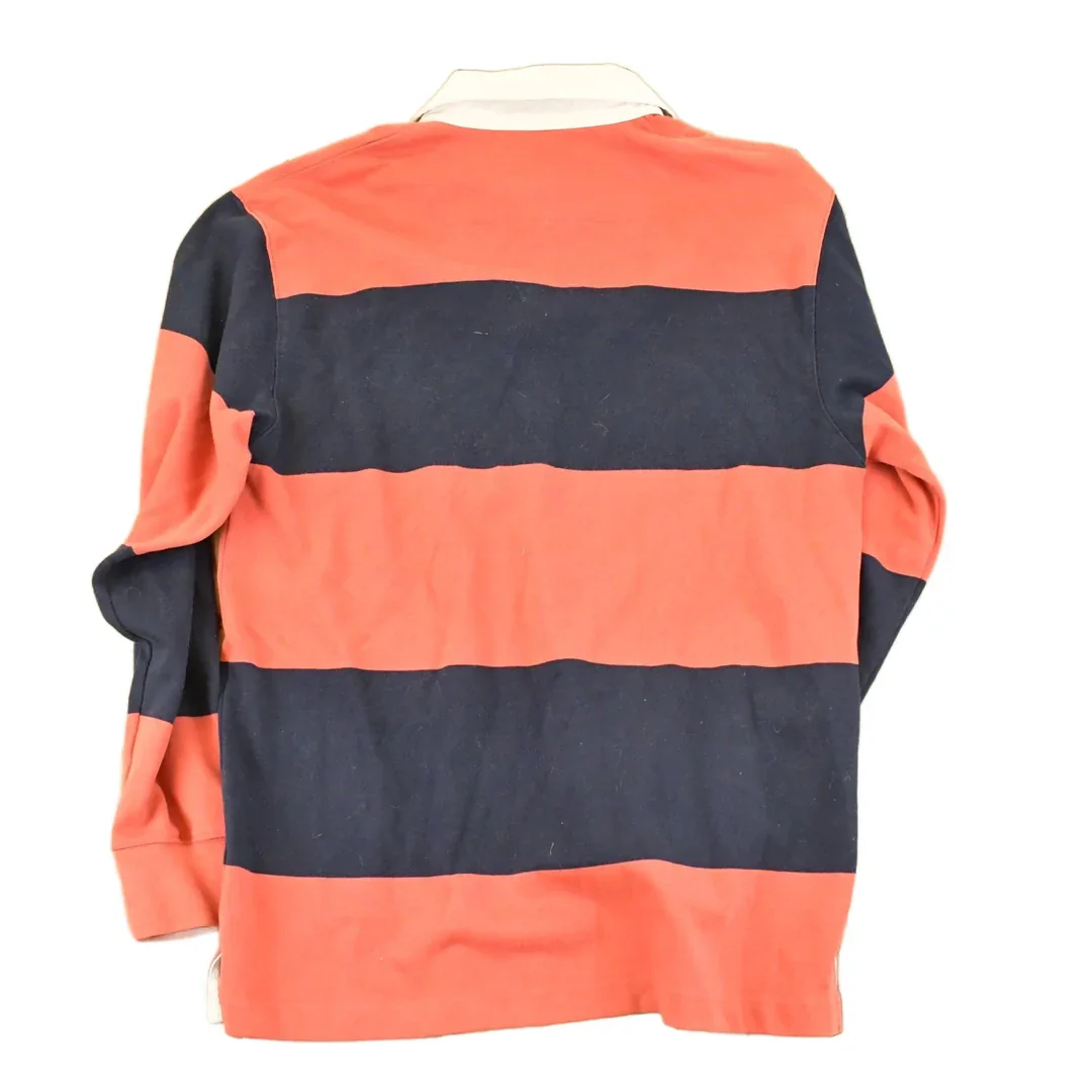 Vintage 1990s LL Bean Quarter Button Striped Rugby Shirt Men's M - Image 2