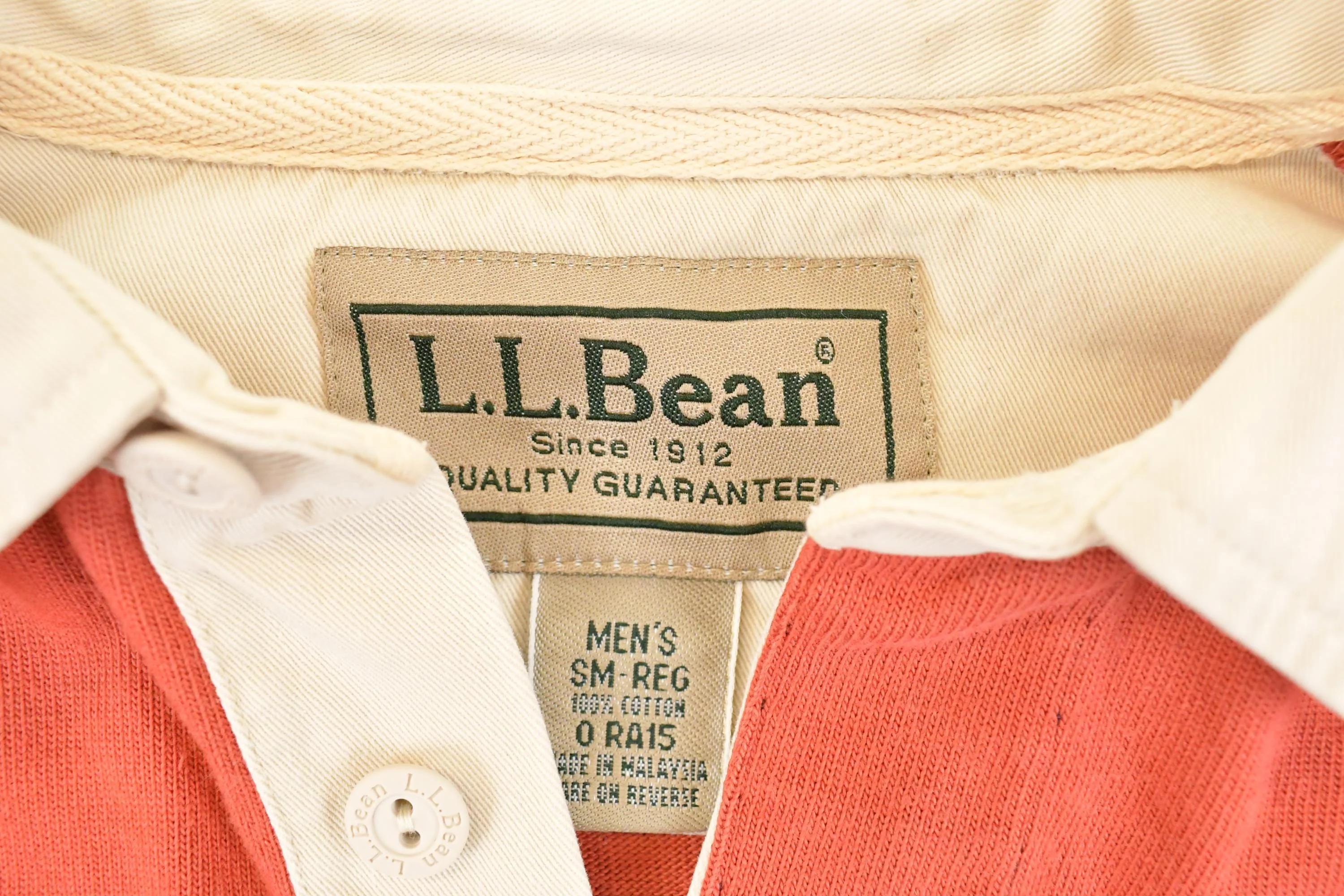 Vintage 1990s LL Bean Quarter Button Striped Rugby Shirt Men's M - Image 3