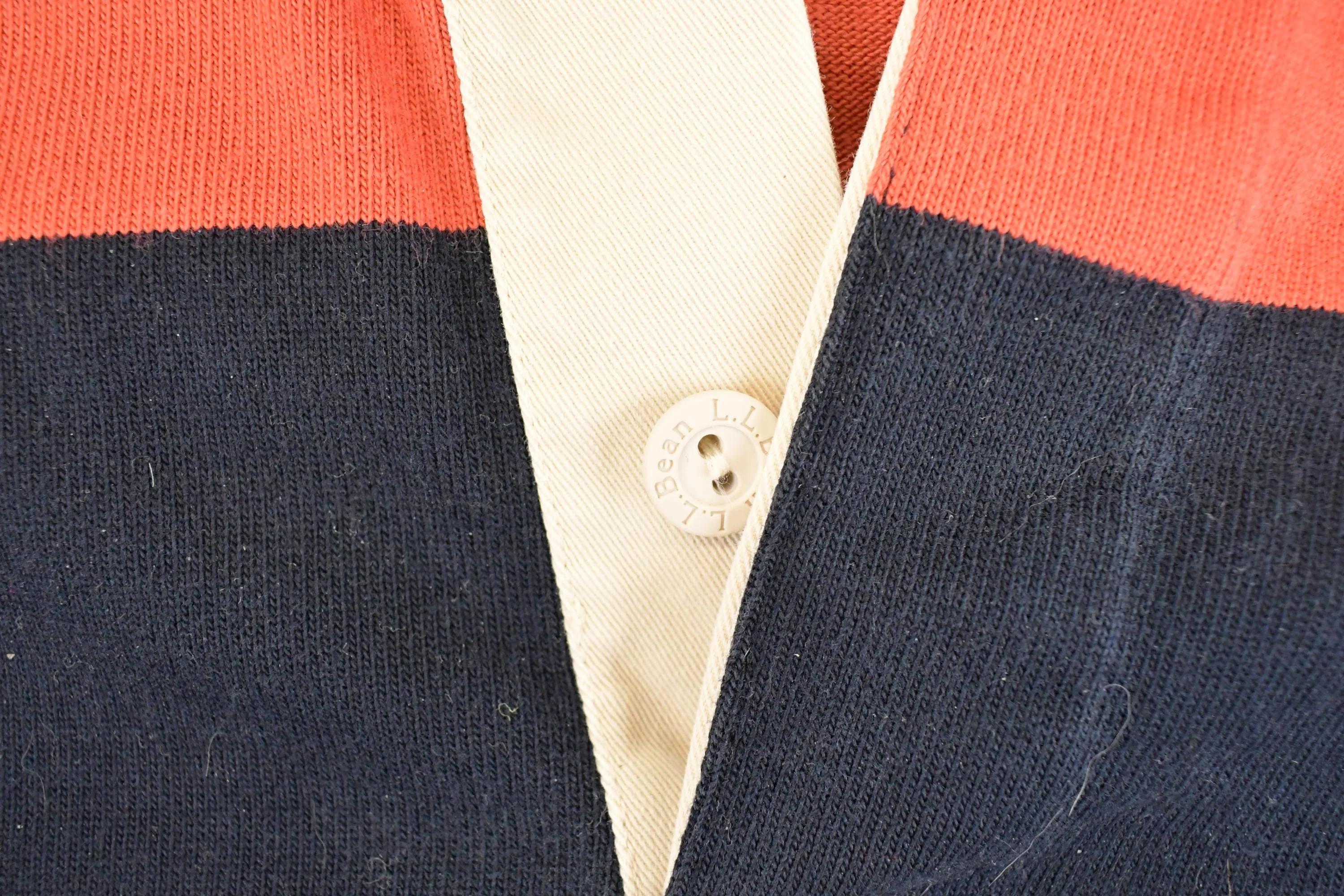 Vintage 1990s LL Bean Quarter Button Striped Rugby Shirt Men's M - Image 4