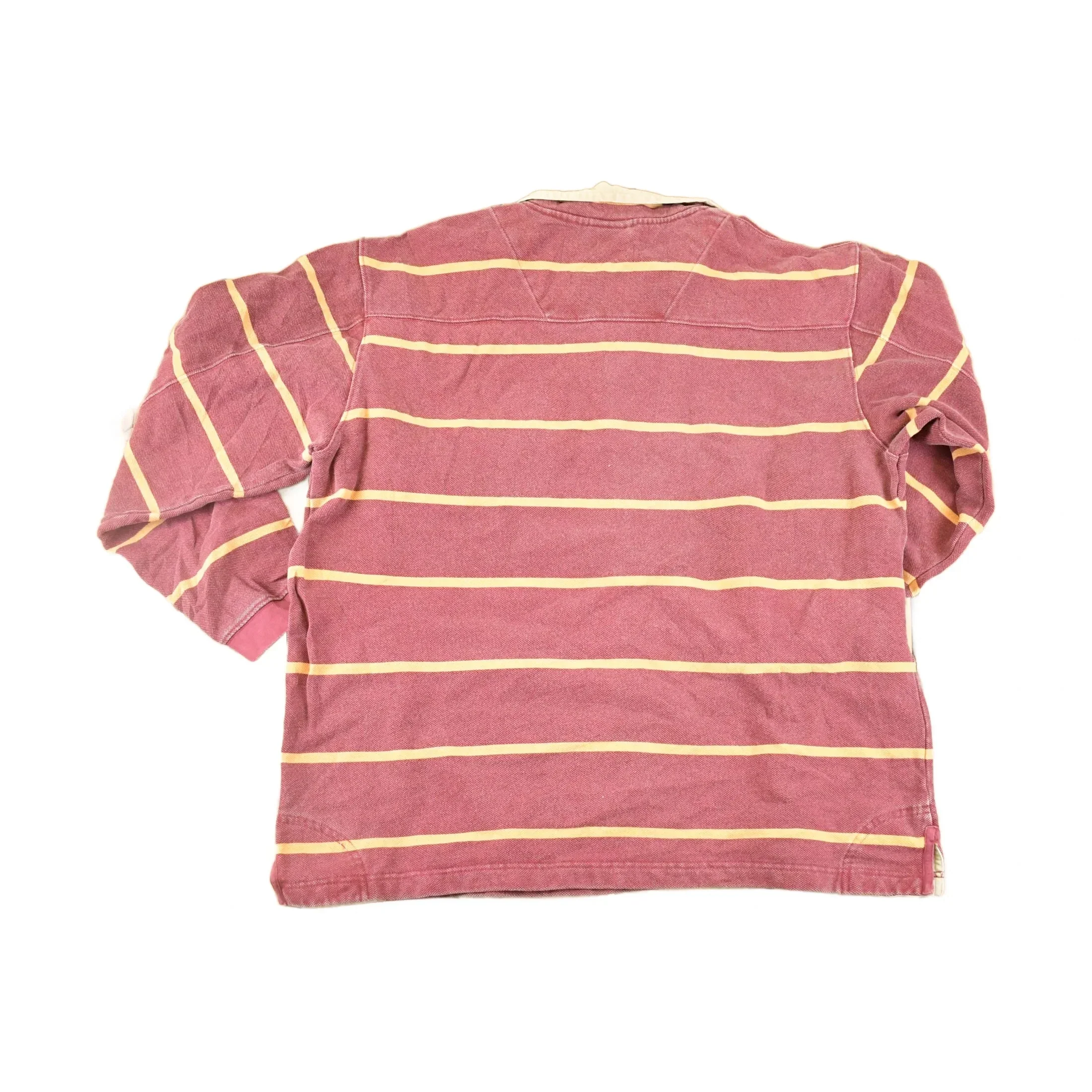 Vintage 1990s LL Bean Quarter Zip Striped Rugby Shirt Men's L - Image 2