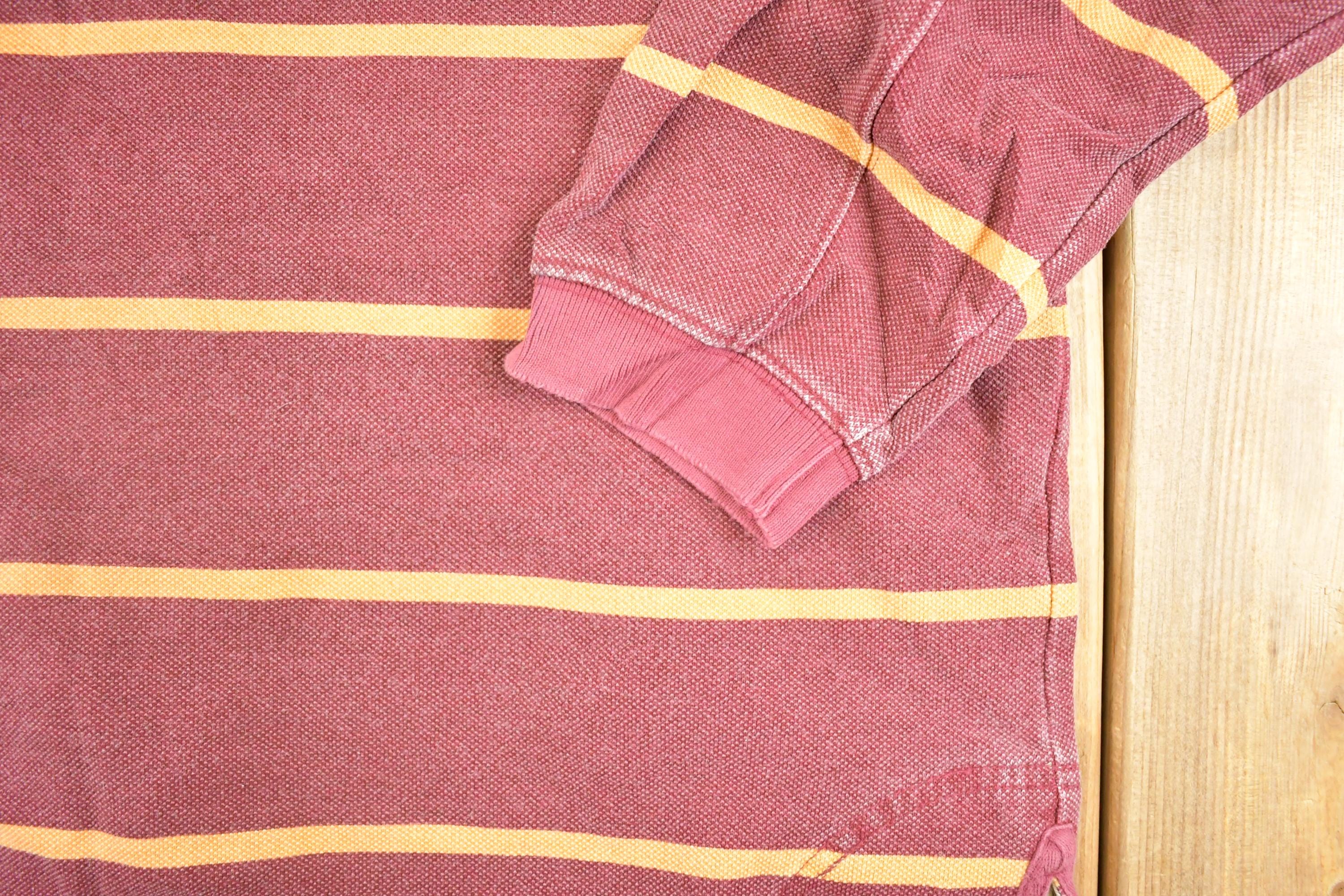 Vintage 1990s LL Bean Quarter Zip Striped Rugby Shirt Men's L - Image 3