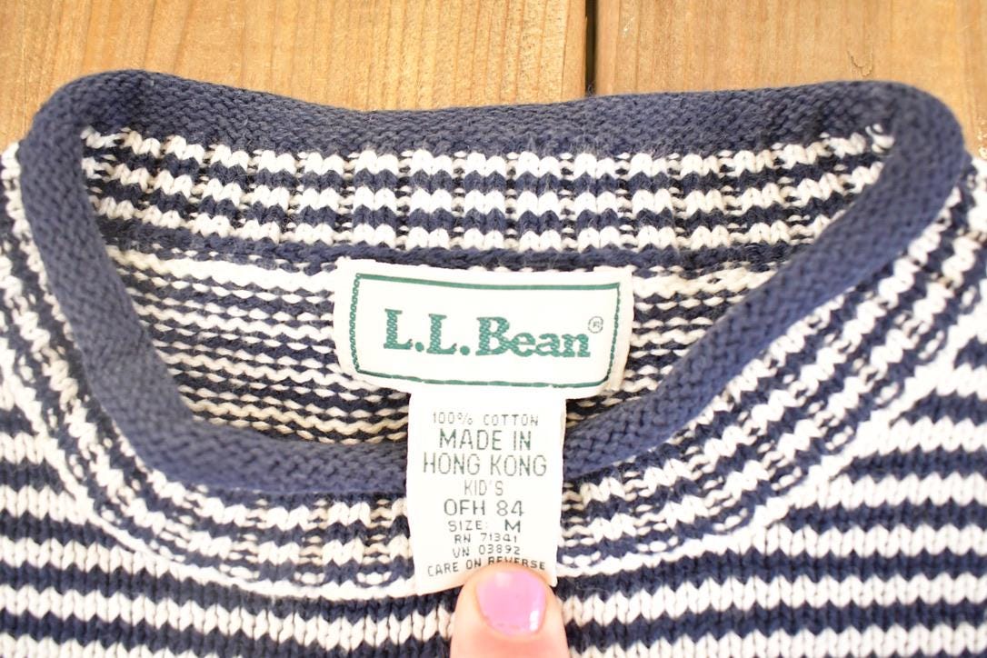 Vintage 1990s LL Bean Striped Knit Boating Sweater Women's S - Image 4