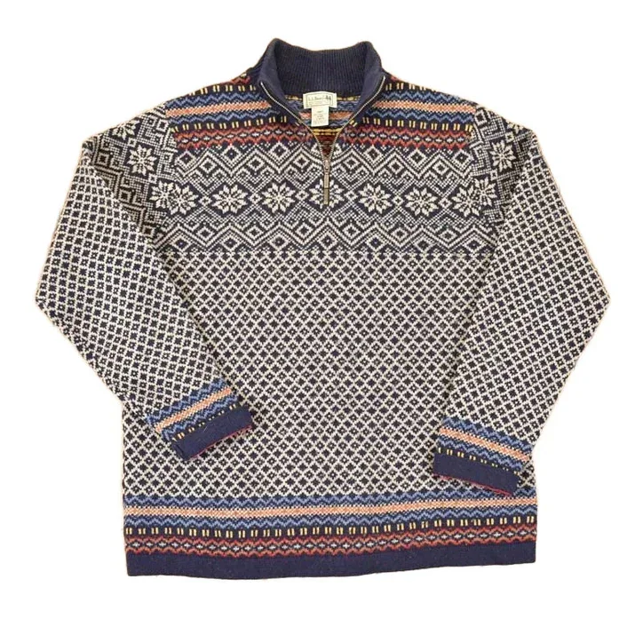 Vintage 1990s LL Bean Wool Knit Collared Sweater Men's M
