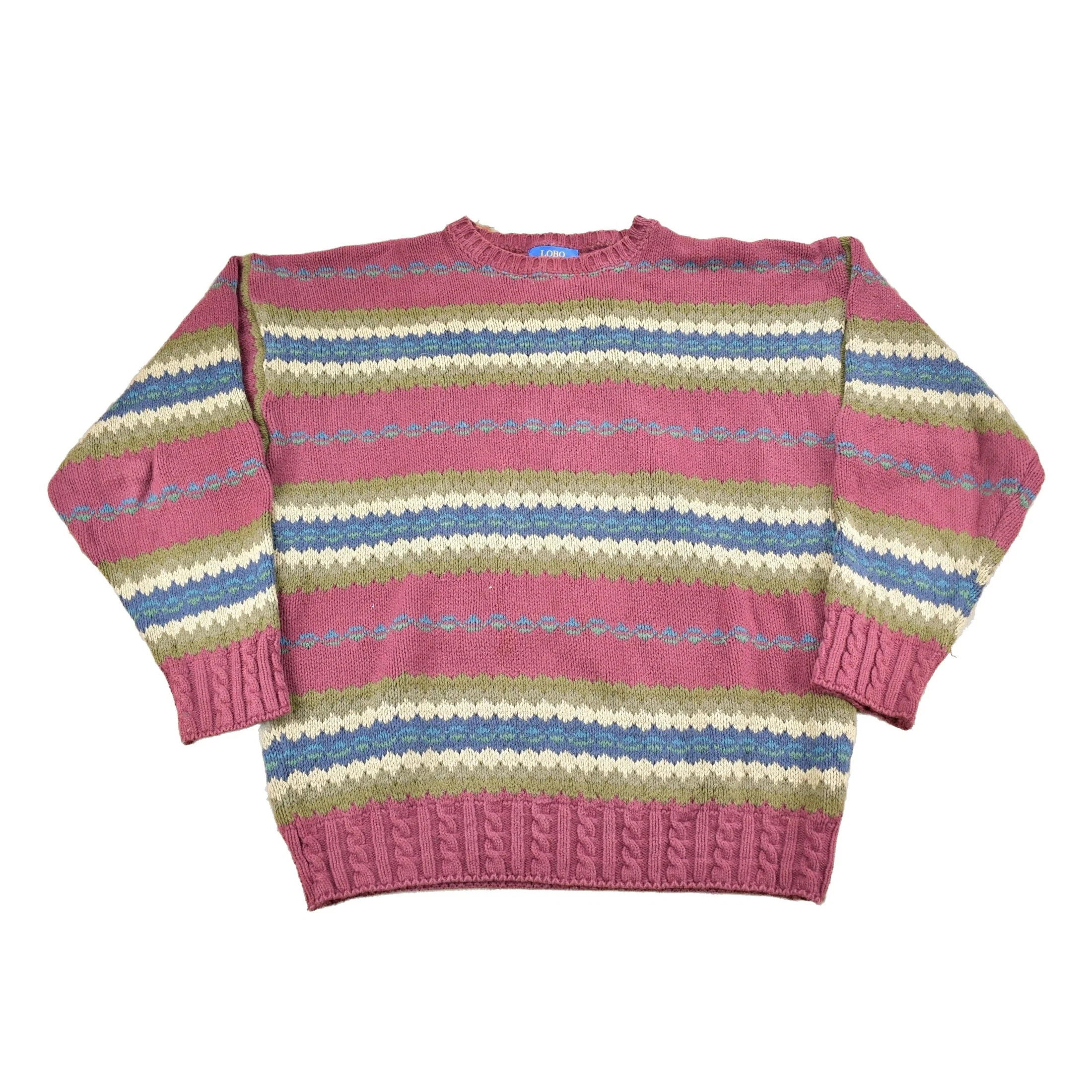 Vintage 1990s Lobo By Pendleton Striped Knit Sweater Men's Large