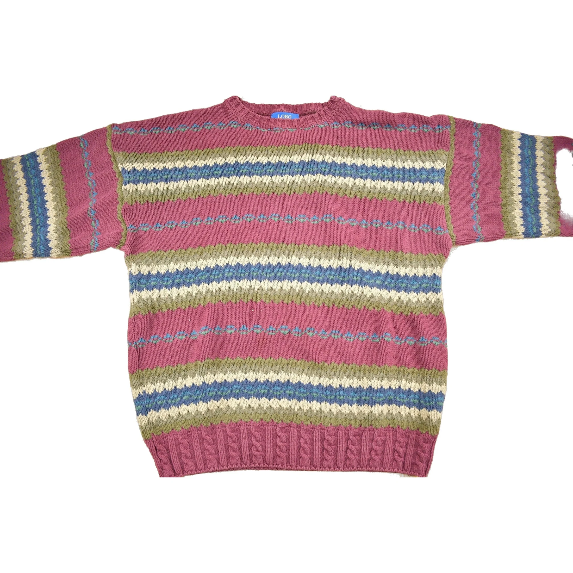 Vintage 1990s Lobo By Pendleton Striped Knit Sweater Men's Large - Image 2