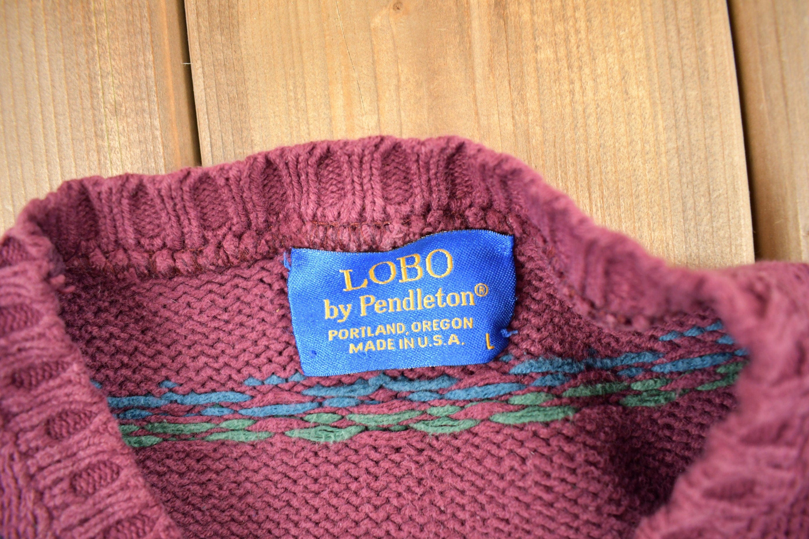 Vintage 1990s Lobo By Pendleton Striped Knit Sweater Men's Large - Image 3