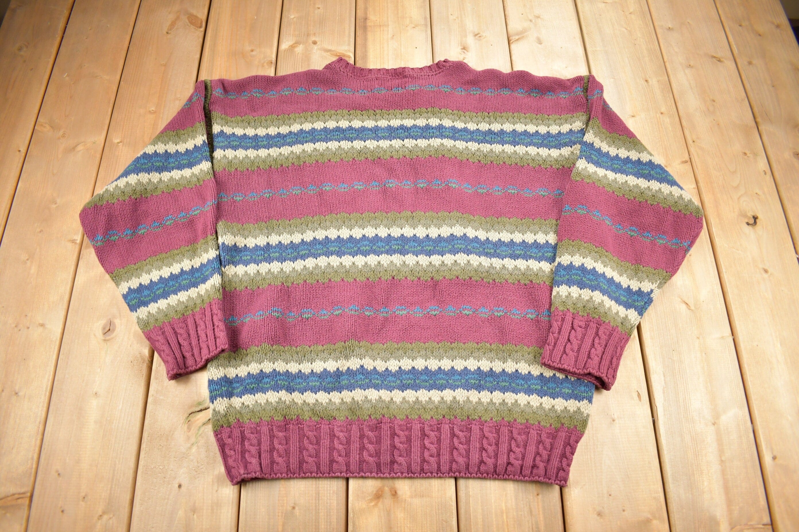 Vintage 1990s Lobo By Pendleton Striped Knit Sweater Men's Large - Image 4