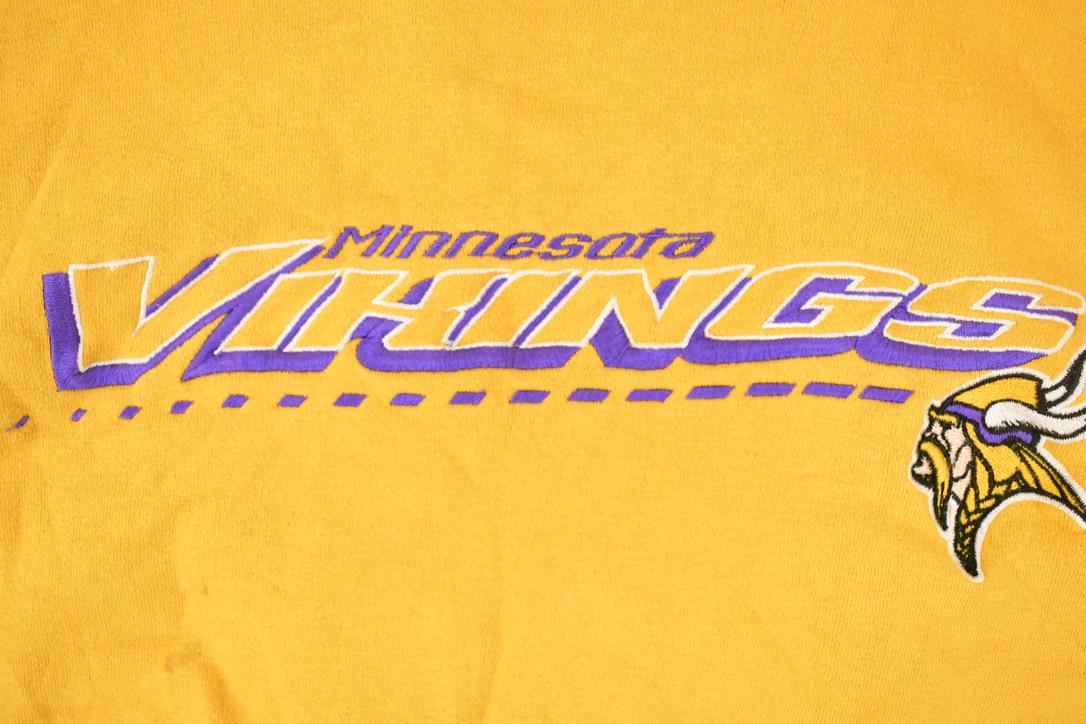 Vintage 1990s Logo Athletic Minnesota Vikings Embroidered NFL Hoodie Sweatshirt Men's L - Image 3
