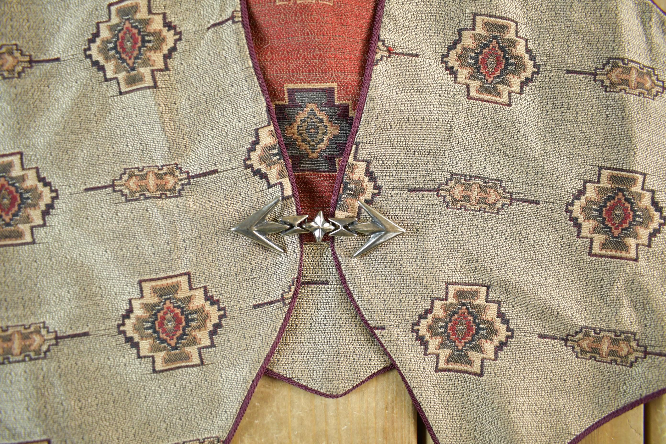 Vintage 1990s Longhorn Western Aztec Vest Women's M - Image 3