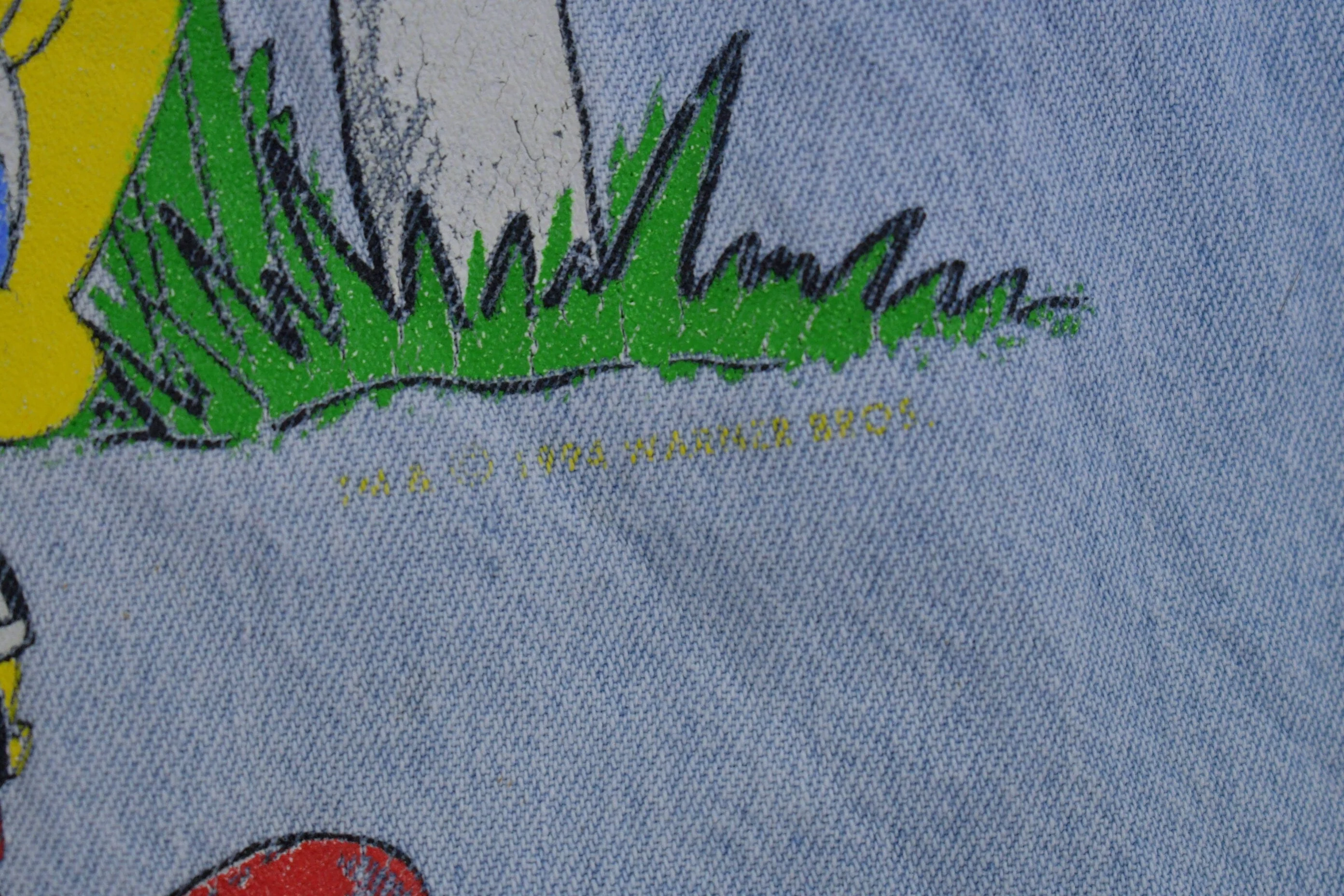 Vintage 1990s Looney Tunes Embroidered Button Up Denim Shirt Men's Medium - Image 5
