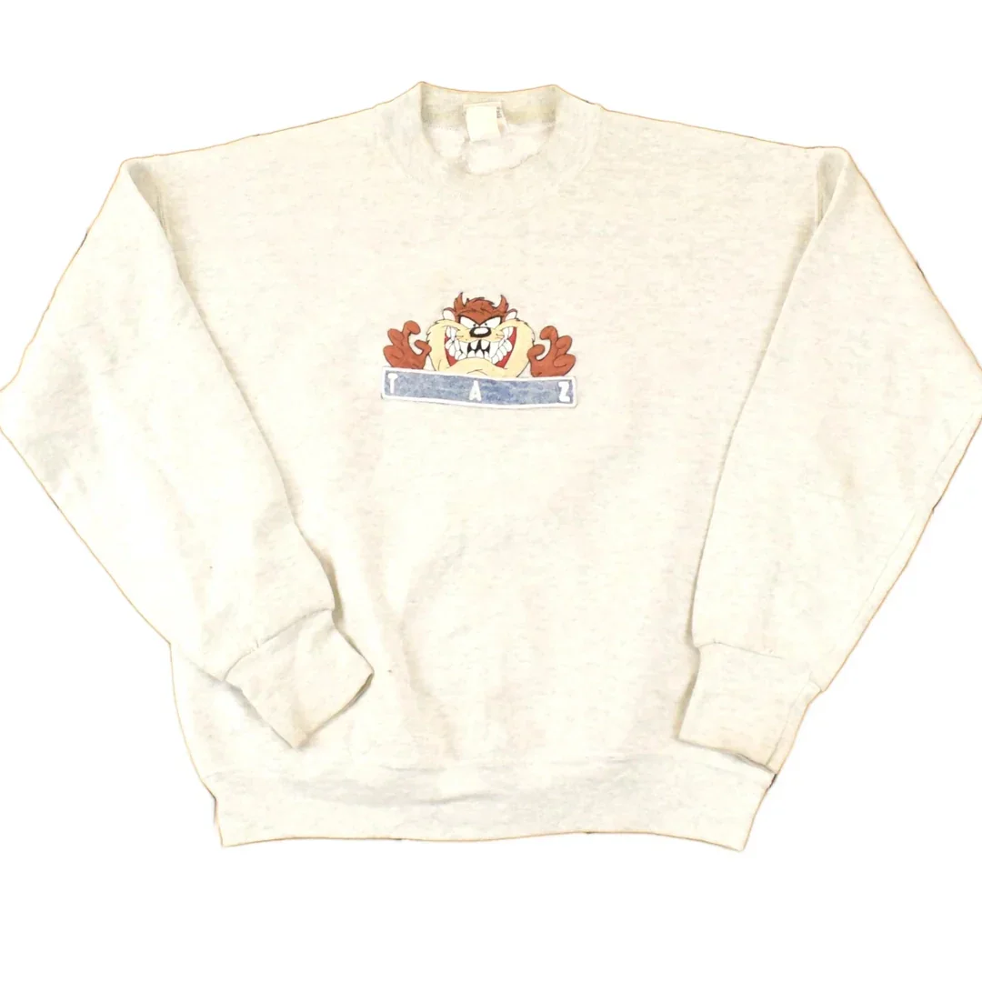 Vintage 1990s Looney Tunes Taz Embroidered Crewneck Men's L