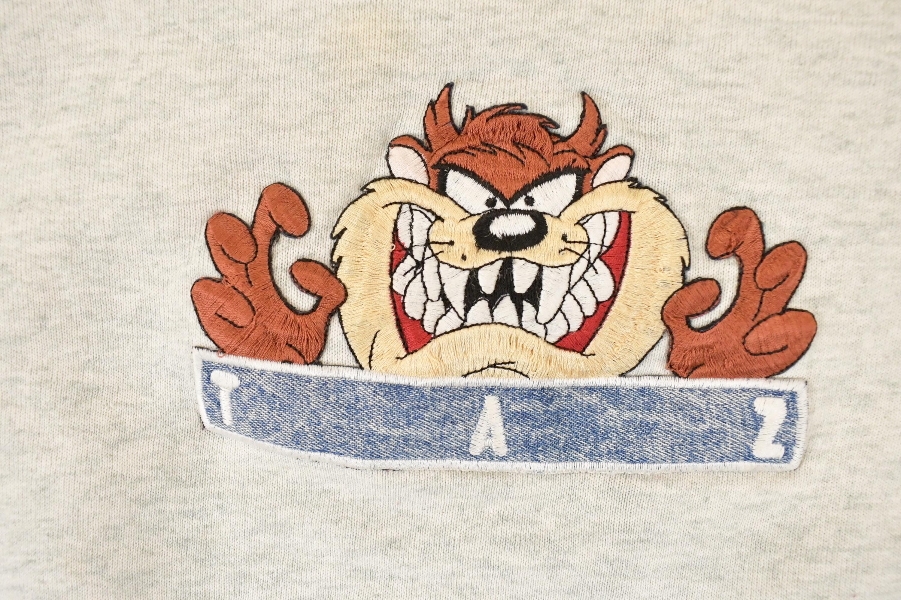 Vintage 1990s Looney Tunes Taz Embroidered Crewneck Men's L - Image 3