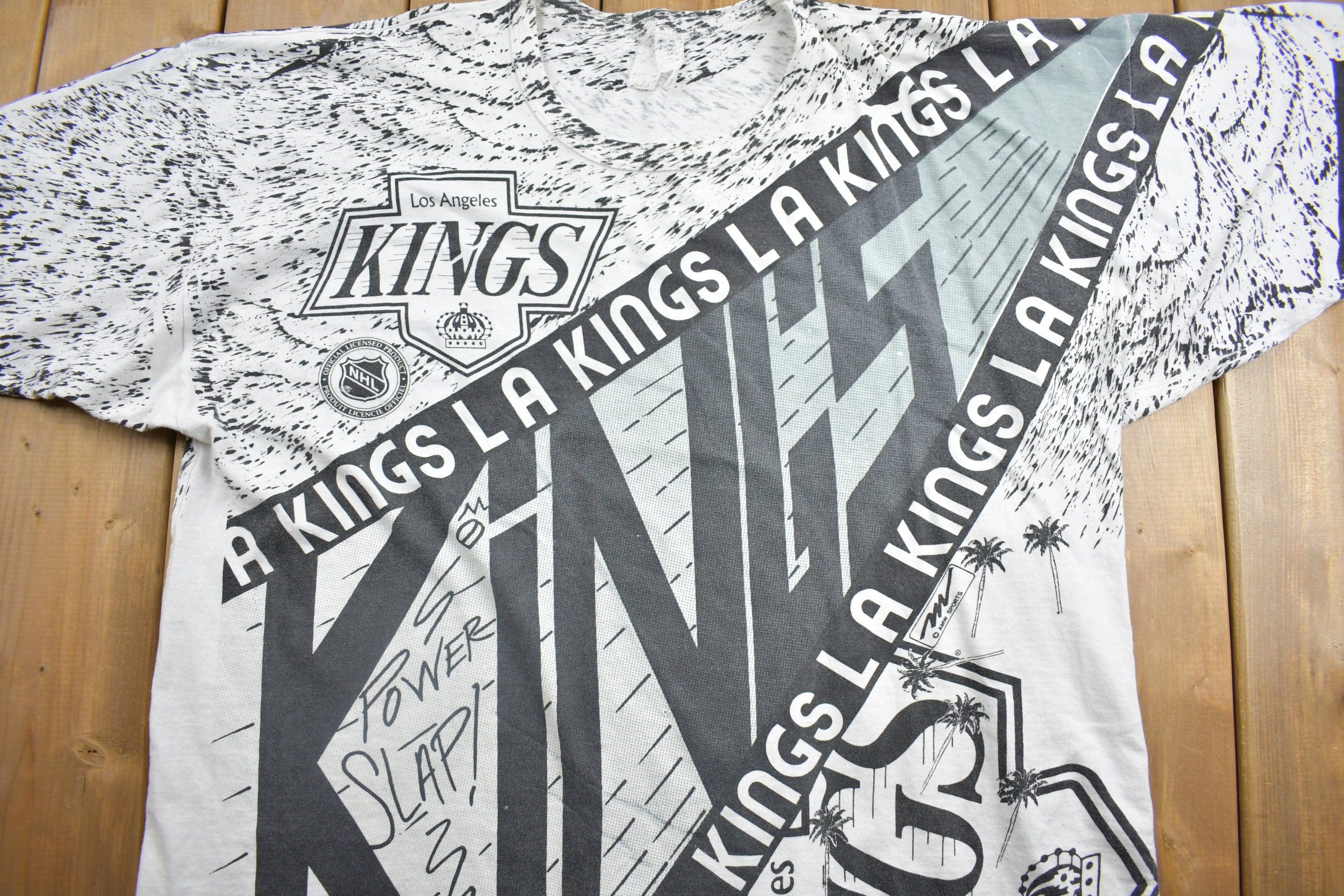 Vintage 1990s Los Angeles Kings NHL All Over Print Graphic T-Shirt Men's 2XL - Image 3