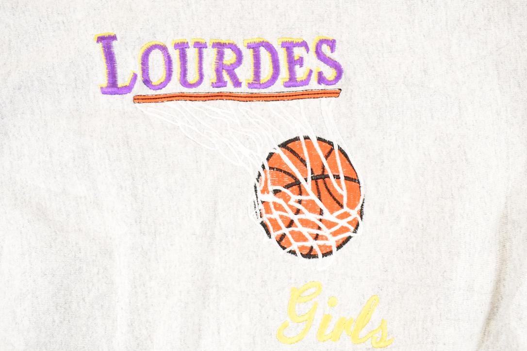 Vintage 1990s Lourdes Girls Basketball Cross Grain Crewneck Sweatshirt Women's XL - Image 3